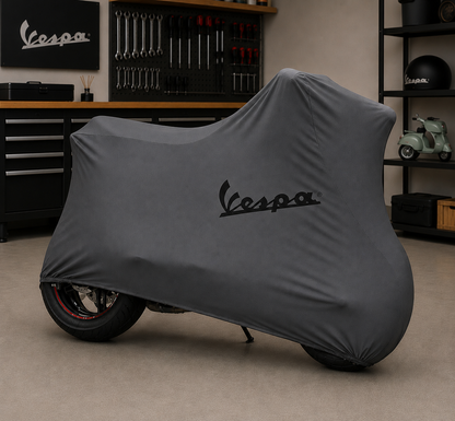 Vespa Premium Indoor Motorcycle Cover – Soft Breathable Stretch Fabric Garage Dust Protection