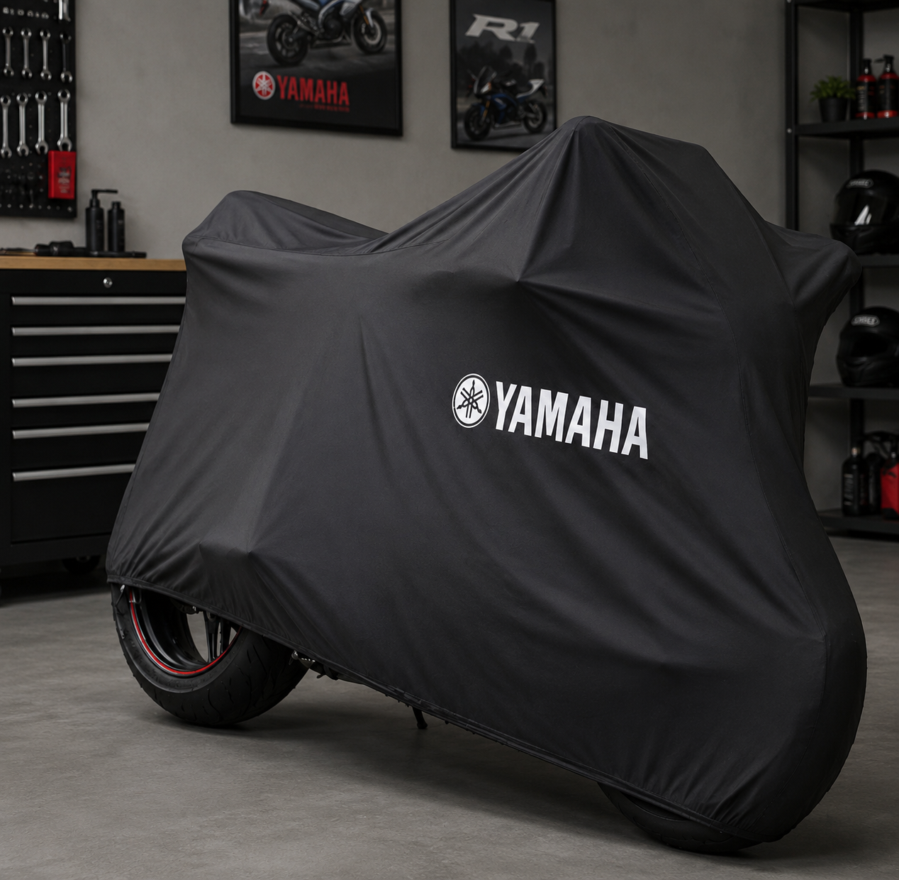 Yamaha Premium Indoor Motorcycle Cover – Soft Breathable Stretch Fabric Garage Dust Protection