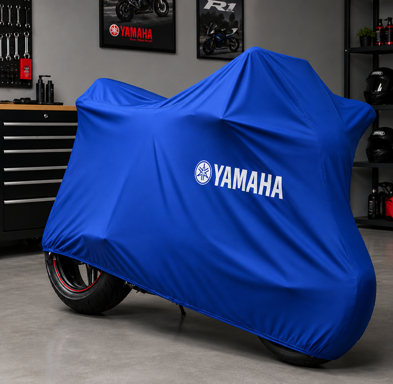 Yamaha Premium Indoor Motorcycle Cover – Soft Breathable Stretch Fabric Garage Dust Protection