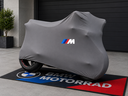 BMW M Motorcycle Premium Indoor Motorcycle Cover – Soft Breathable Stretch Fabric Garage Dust Protection