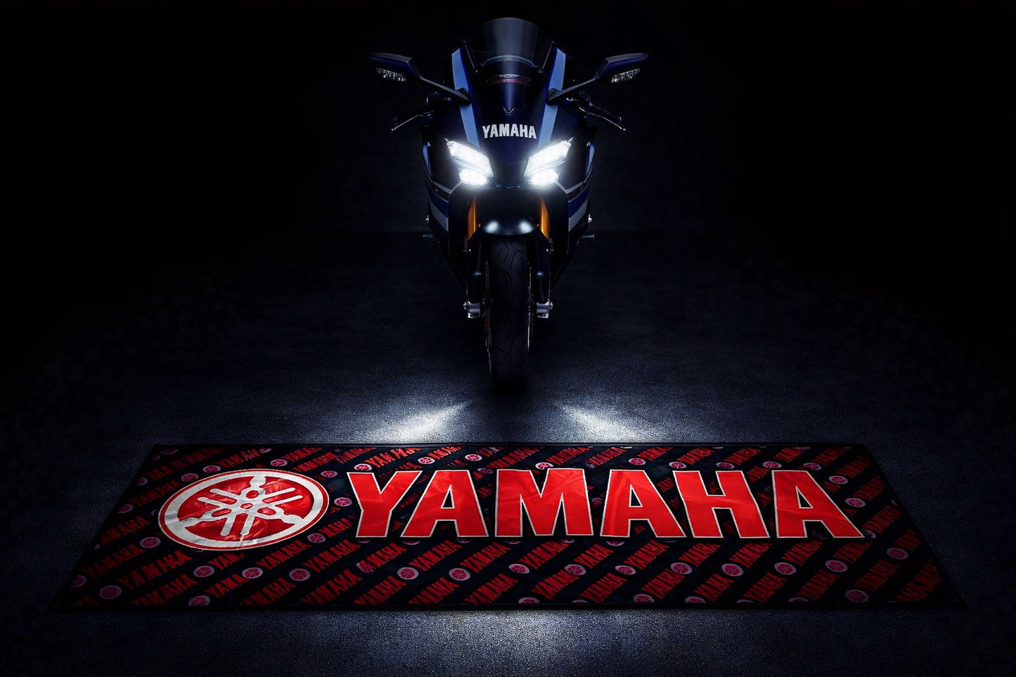 Yamaha Motorcycle Garage Floor Mat 32x87 Inches Premium Showroom Rug