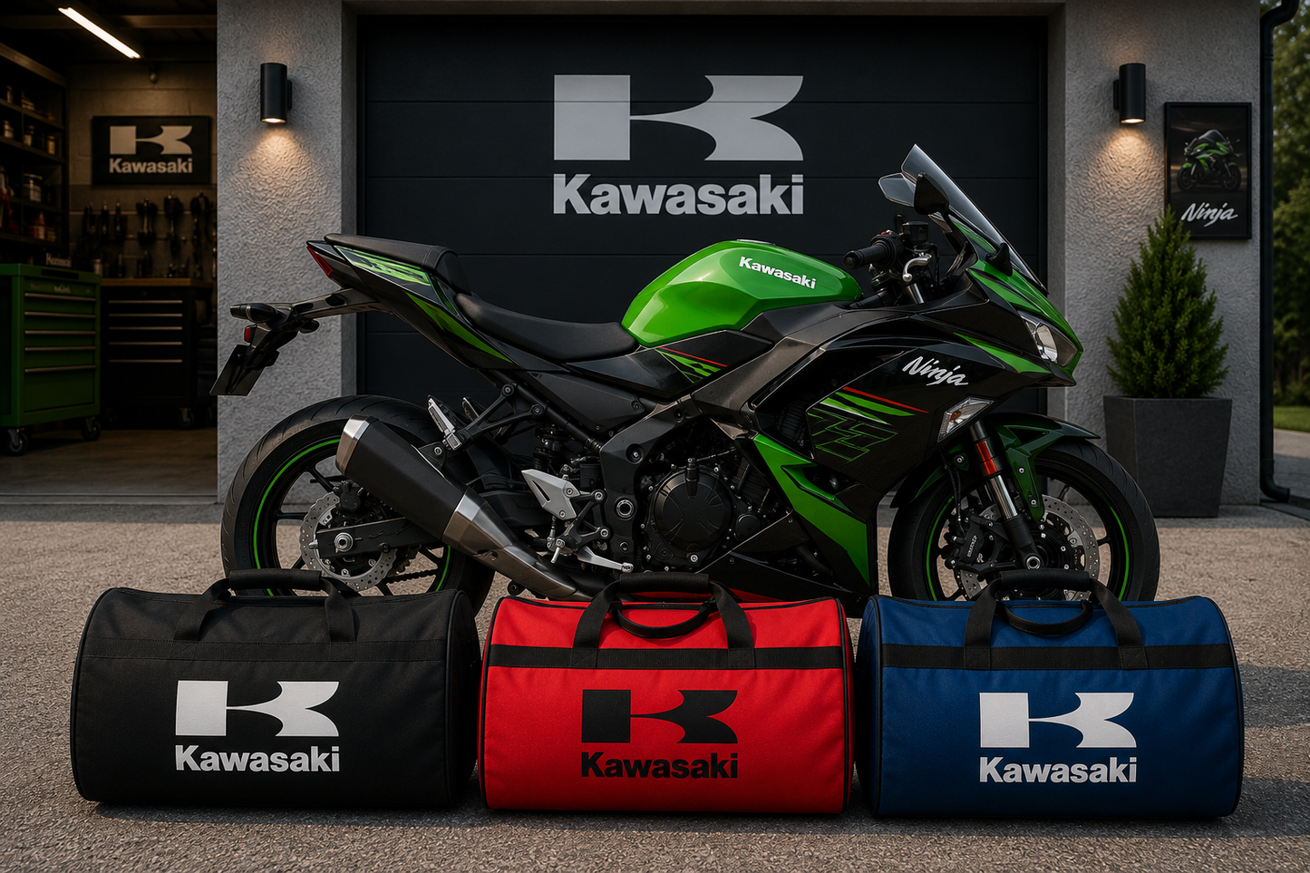 Kawasaki Motorcycle Duffel Bag – Premium Travel & Gear Bag for Riders
